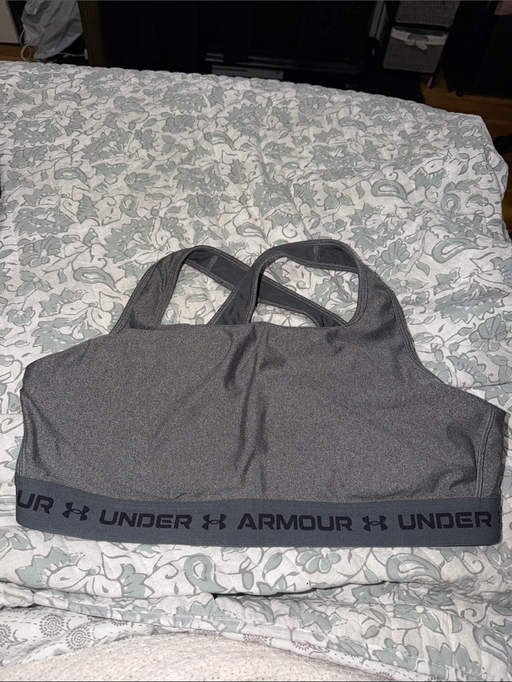 Under Armour Gray Racerback Sports Bra with Branded Elastic Band